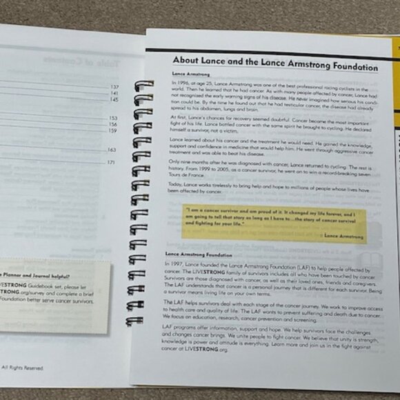 Lance Armstrong's Livestrong Guidebook, Planner and Journal 2 Paperback Binders - Picture 5 of 11